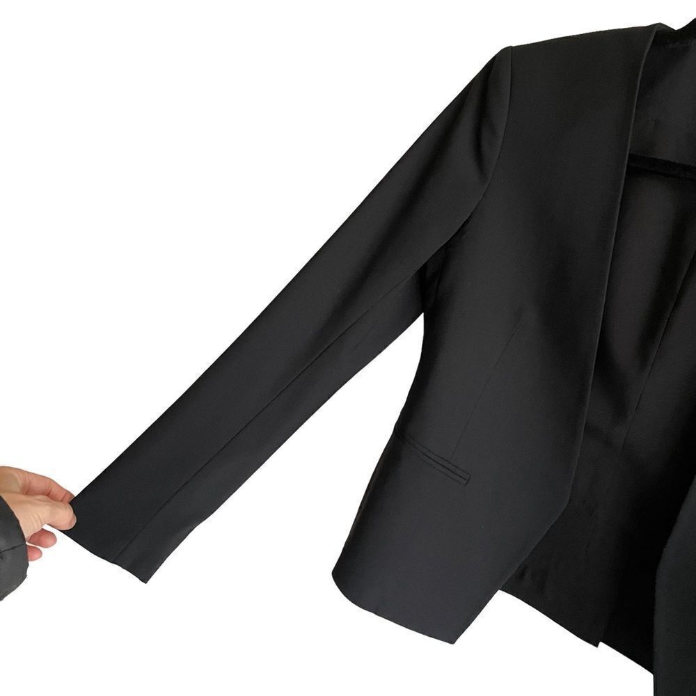 THEORY Open Front Cropped Blazer Jacket Black 0 - Picture 5 of 8